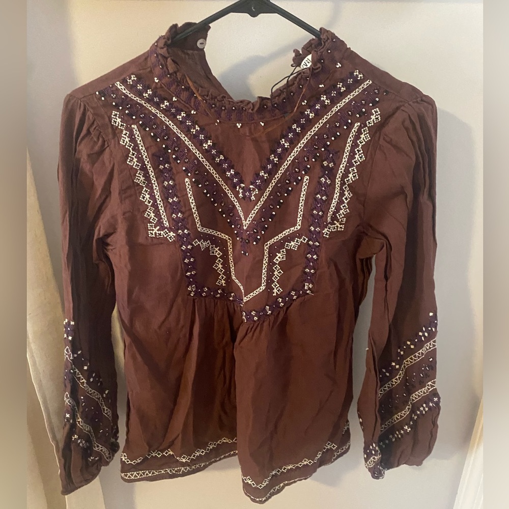 Zara Cotton Embroidered Blouse